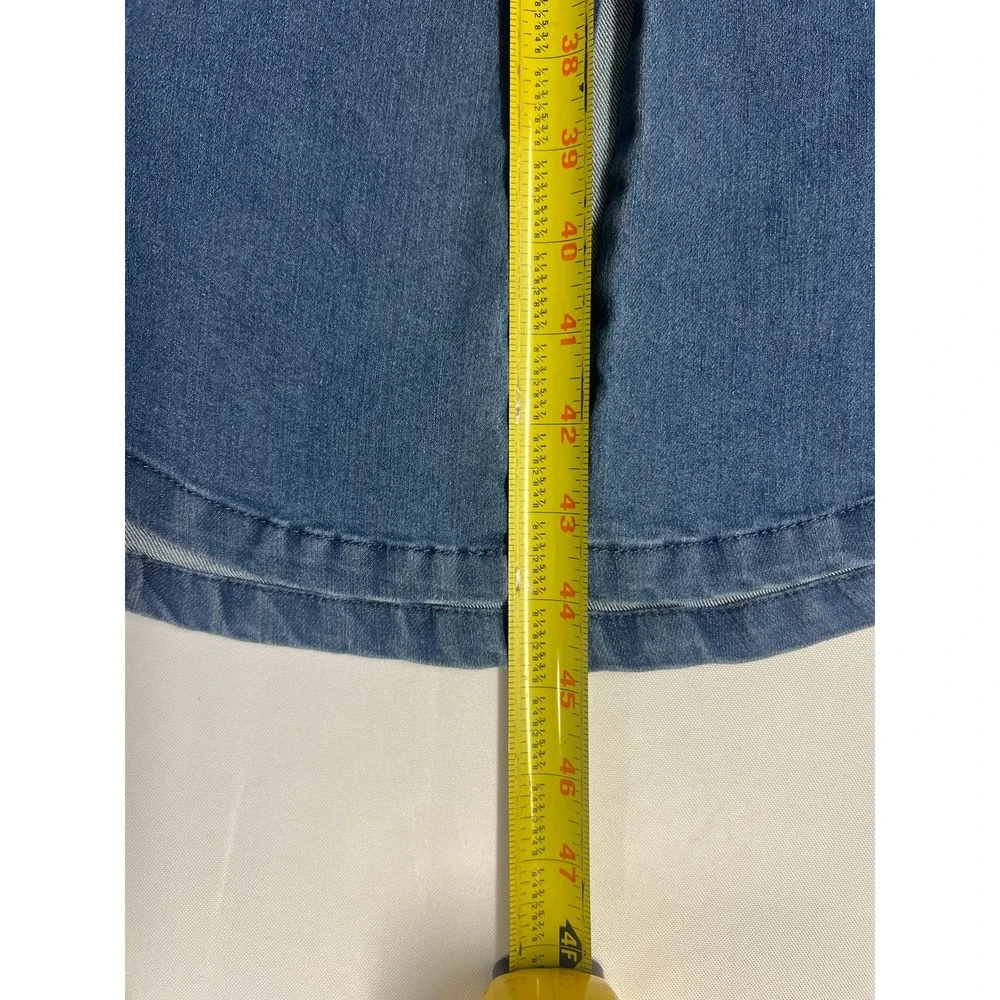 Vintage Bebe Sleeveless Denim Midi Dress Size L Stretch Y2K Western Utility - Picture 6 of 11